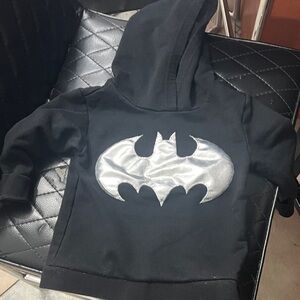 Black Hoodie with Silver Batman Logo size 2T Fits small 6-12 months